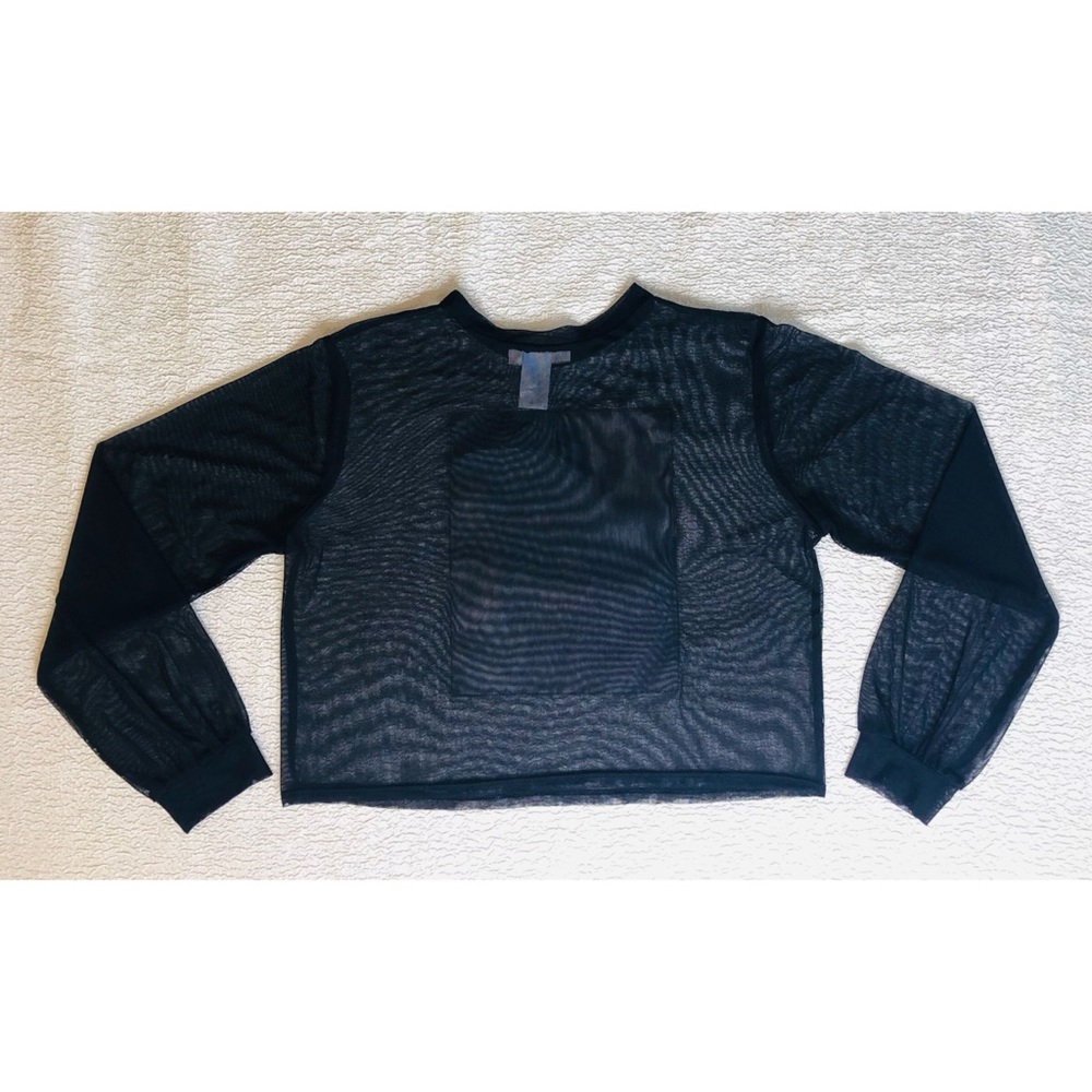 Embellished Graphic Mesh Top with 3D Raised Detailing Small - Picture 4 of 8